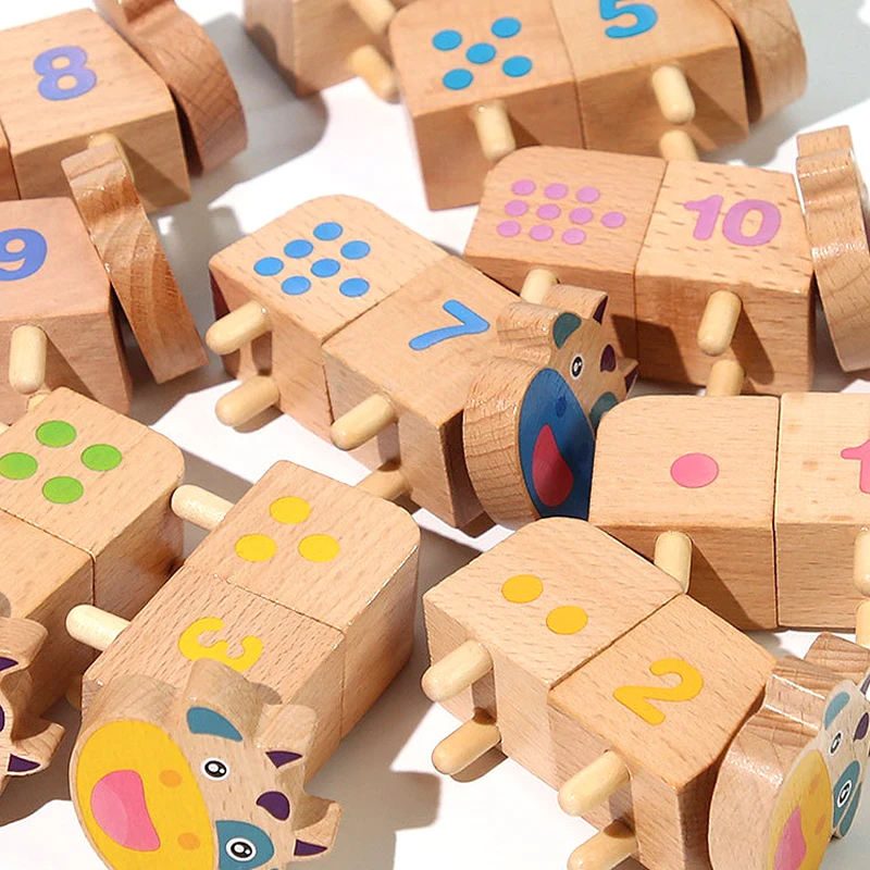 Beuken Dieren Bouwsteen Stapelen Jenga, Kinderpuzzel Tafelspel Balans Training Houten Speelgoed, XT260