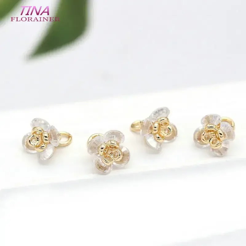 7x9MM 14K Gold Color Plated Brass Flower Charms Pendants High Quality Jewelry Making Supplies Findings Accessories