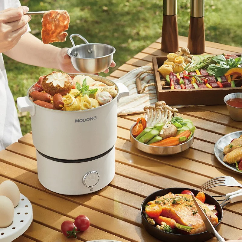 

110V/220V Folding Electric Cooker Portable Folding Pan Multifunctional Rice Cooker Non-stick Frying Pan Mini Electric Hot Pot 2L