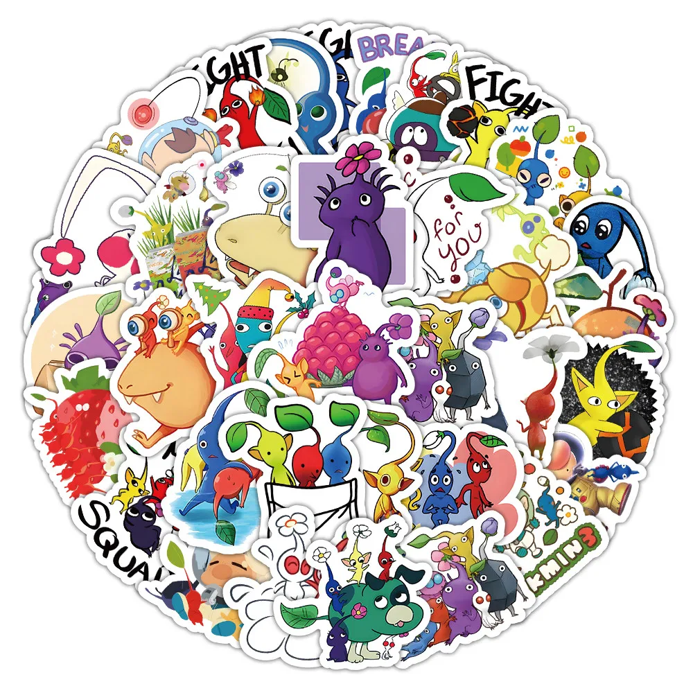 100 قطعة من ملصقات بيكمين دودل النباتية اللطيفة - شارات ذات طابع مغامرة للمجلات وجلود الكمبيوتر المحمول وإكسسوارات DIY #2