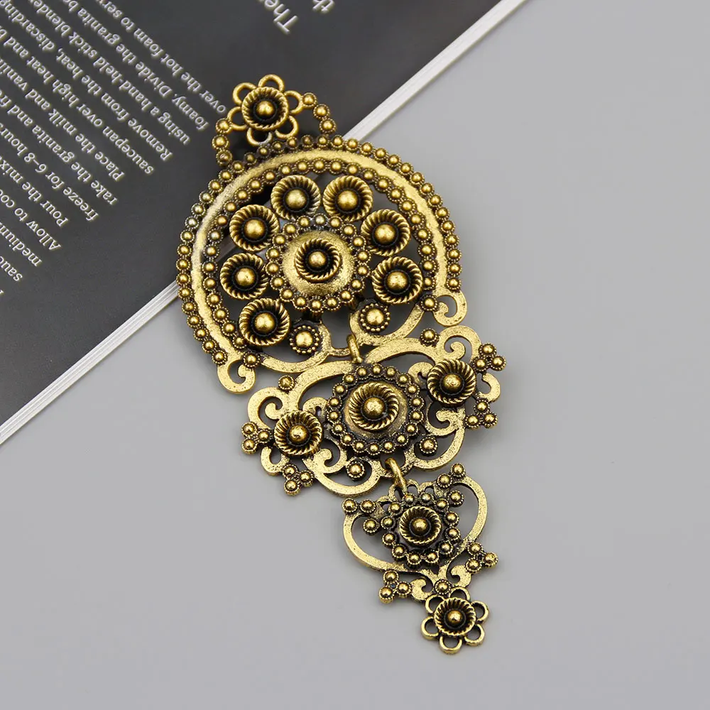 Shining Bohemia Brooch For Delicate Woman Retro Gold Silver Color Flower Metal Pin Bridal Jewelry Ethnic Wedding Gift