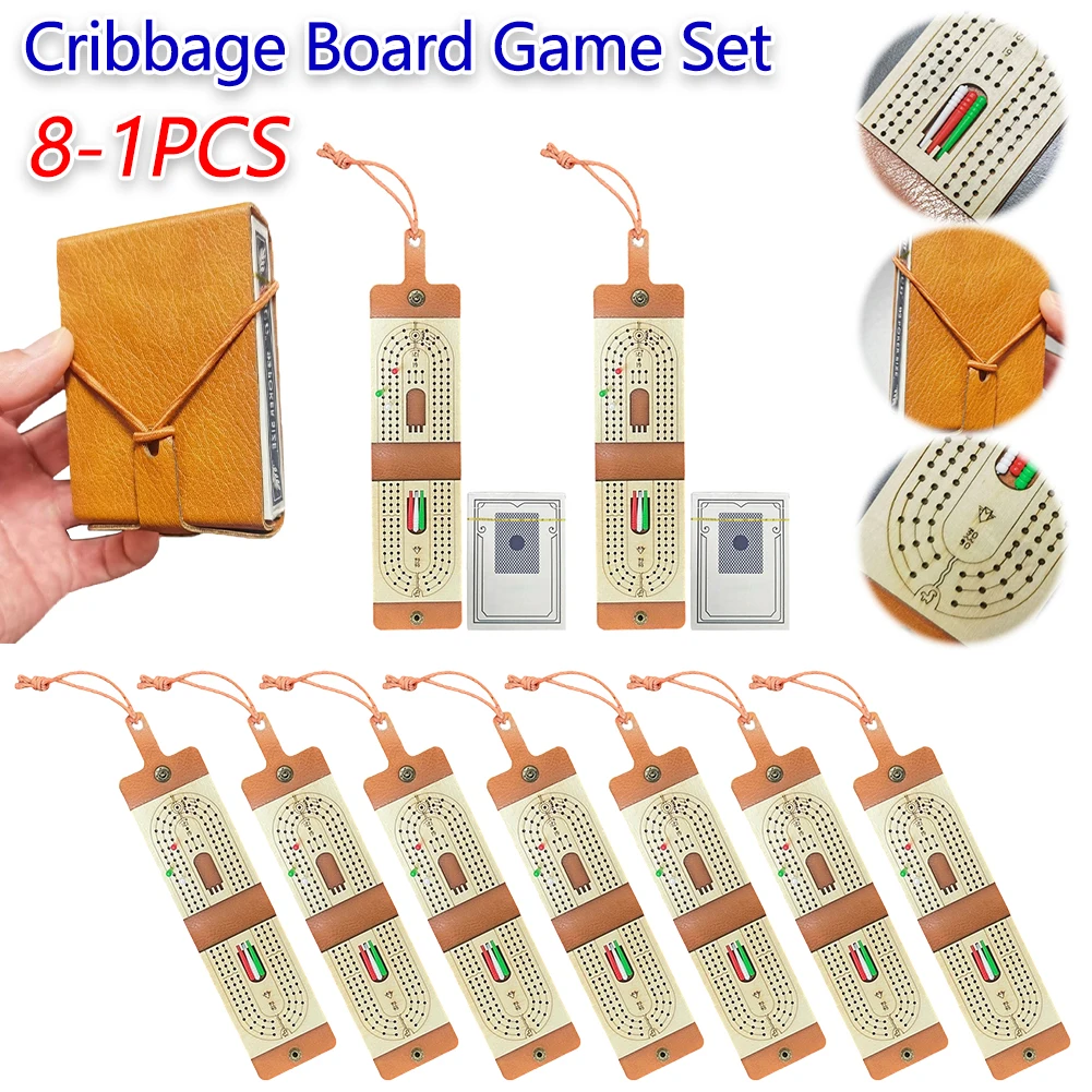 

Cribbage Board Game Set Includes Playing Cards 6 Pegs Fun Table Game 2-4 Player Games Classic Tabletop Game for Adults & Kids