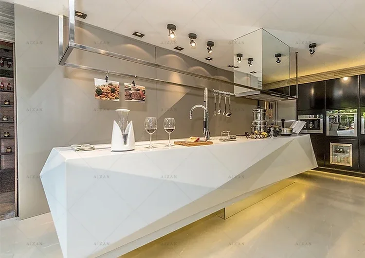 Îlot de cuisine blanc moderne, pour bar et maison