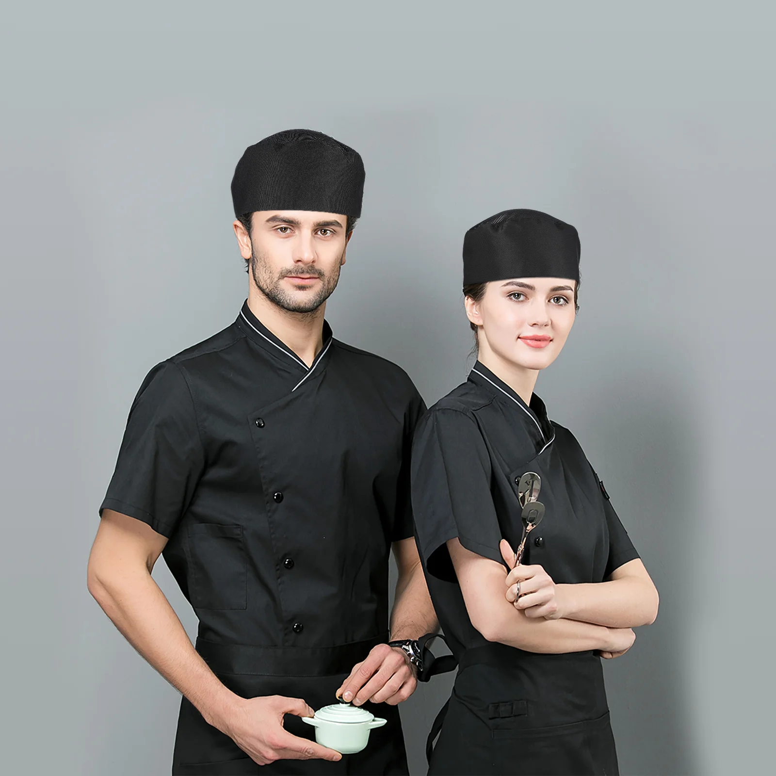 Mesh Man Caps for Men Restaurant Cooking Hat Catering Adjustable Strap Chef Skull