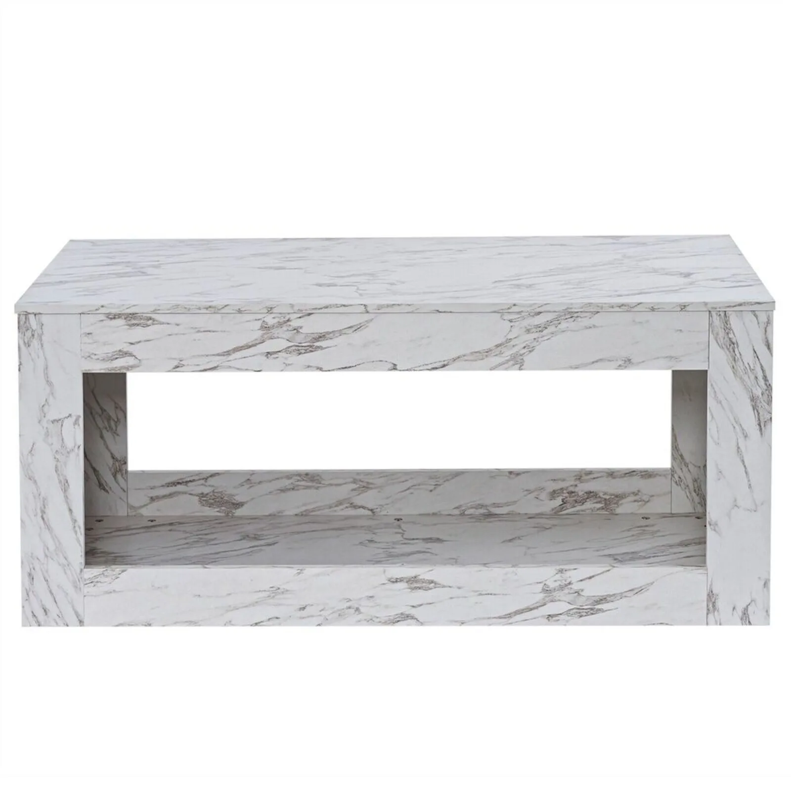 US 47.2IN Modern High Gloss LED Coffee Table, with APP Control,with Marbling Print