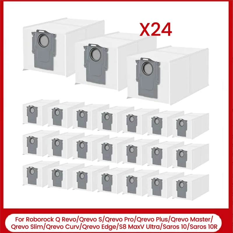 24 Dust Bags For Roborock Q Revo/Qrevo S/Qrevo Pro/Qrevo Plus/Qrevo Master/Qrevo Curv/S8 Maxv Ultra/Saros 10/Saros 10R-Best Sell