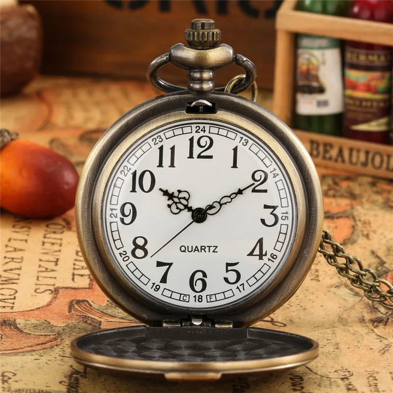 Steampunk Style St. Petersburg Design Analog Quartz Pocket Watch for Men Women with Necklace Chain Arabic Number Clock