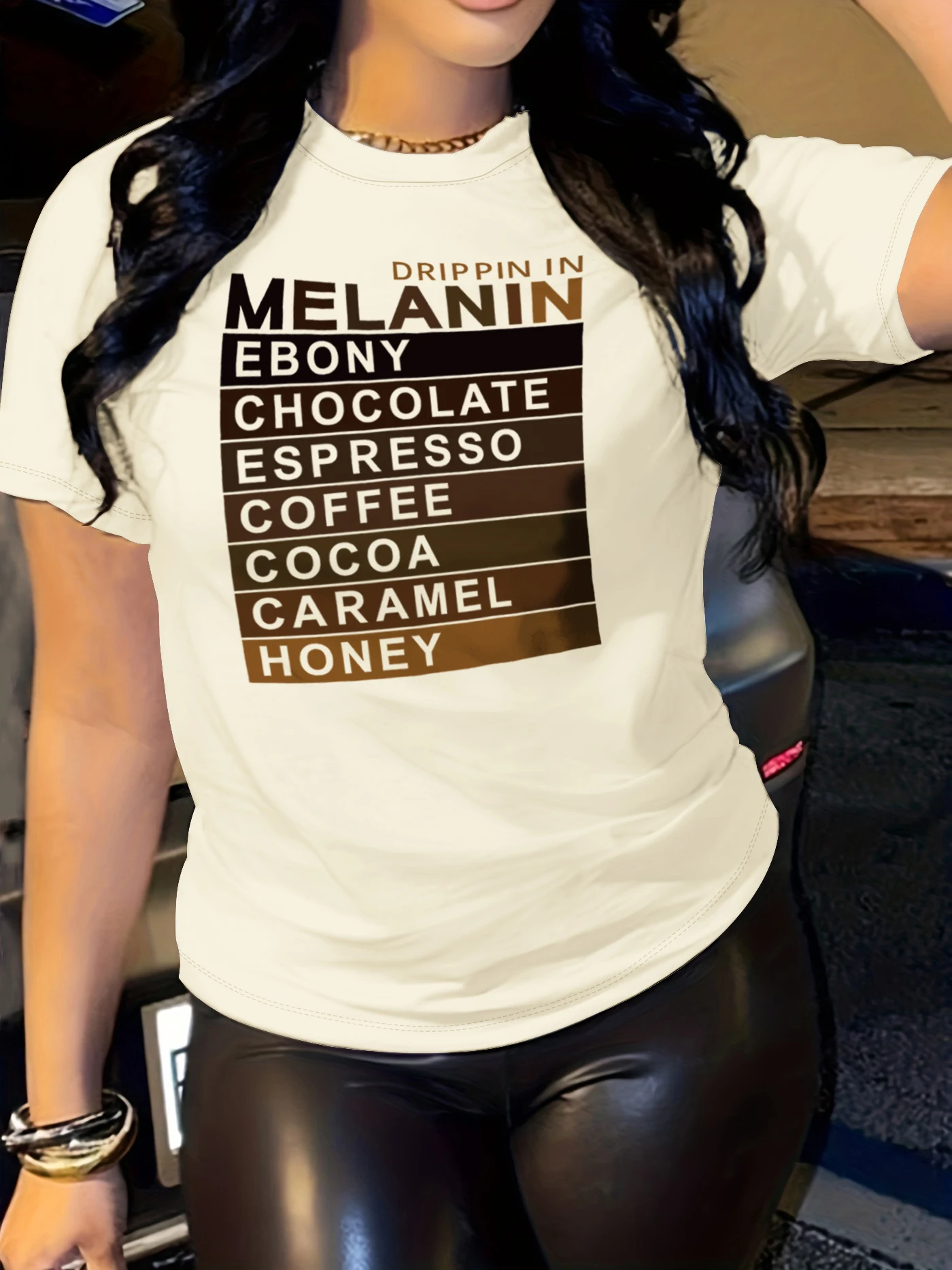

letter print t-shirt, short sleeve crew neck casual top for summer & spring, women's clothing