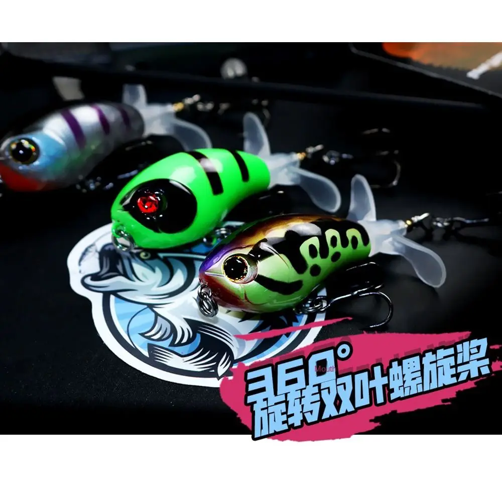 2023 1Pcs Popper  6cm/7.7g Topwater Fishing Lure Artificial Bait Hard Plopper Soft Rotating Tail Fishing VMC Hooks Lifelike Eye