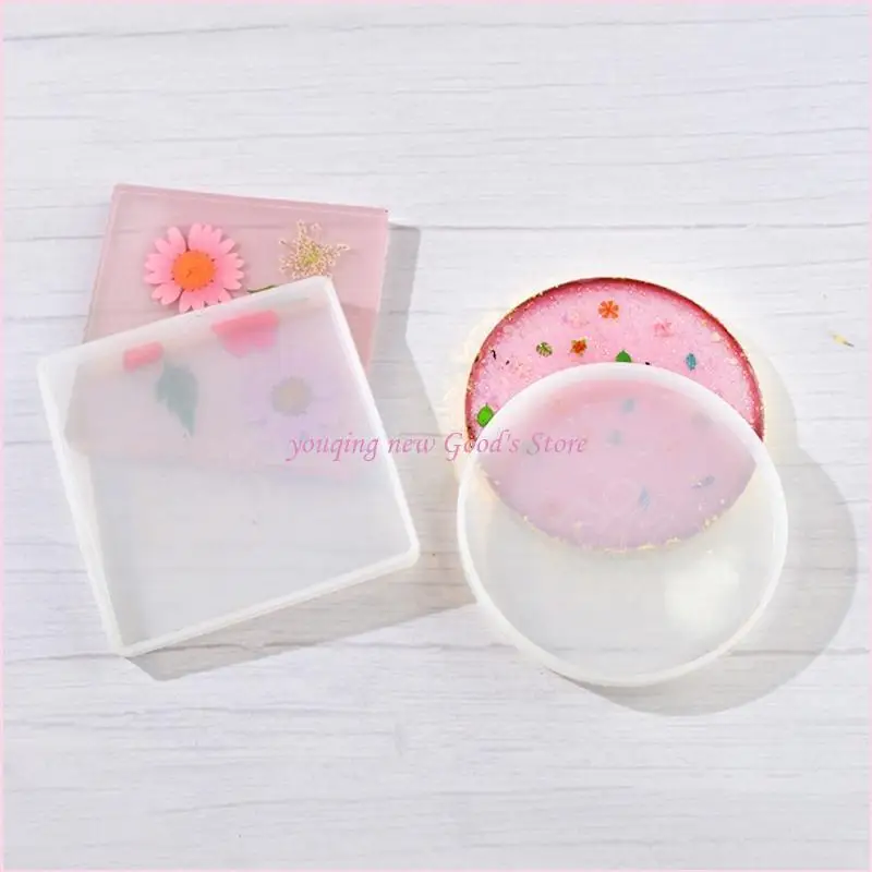 

57QA Круглая/квадратная форма для подставки для чая, силиконовая форма для изготовления подставок, смоляная форма