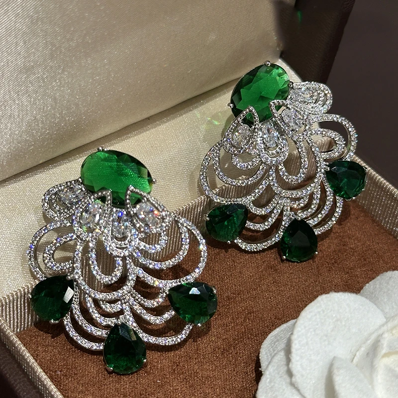

Luxury Zircon Flower Earrings for Banquet and Party women advanced jewelry