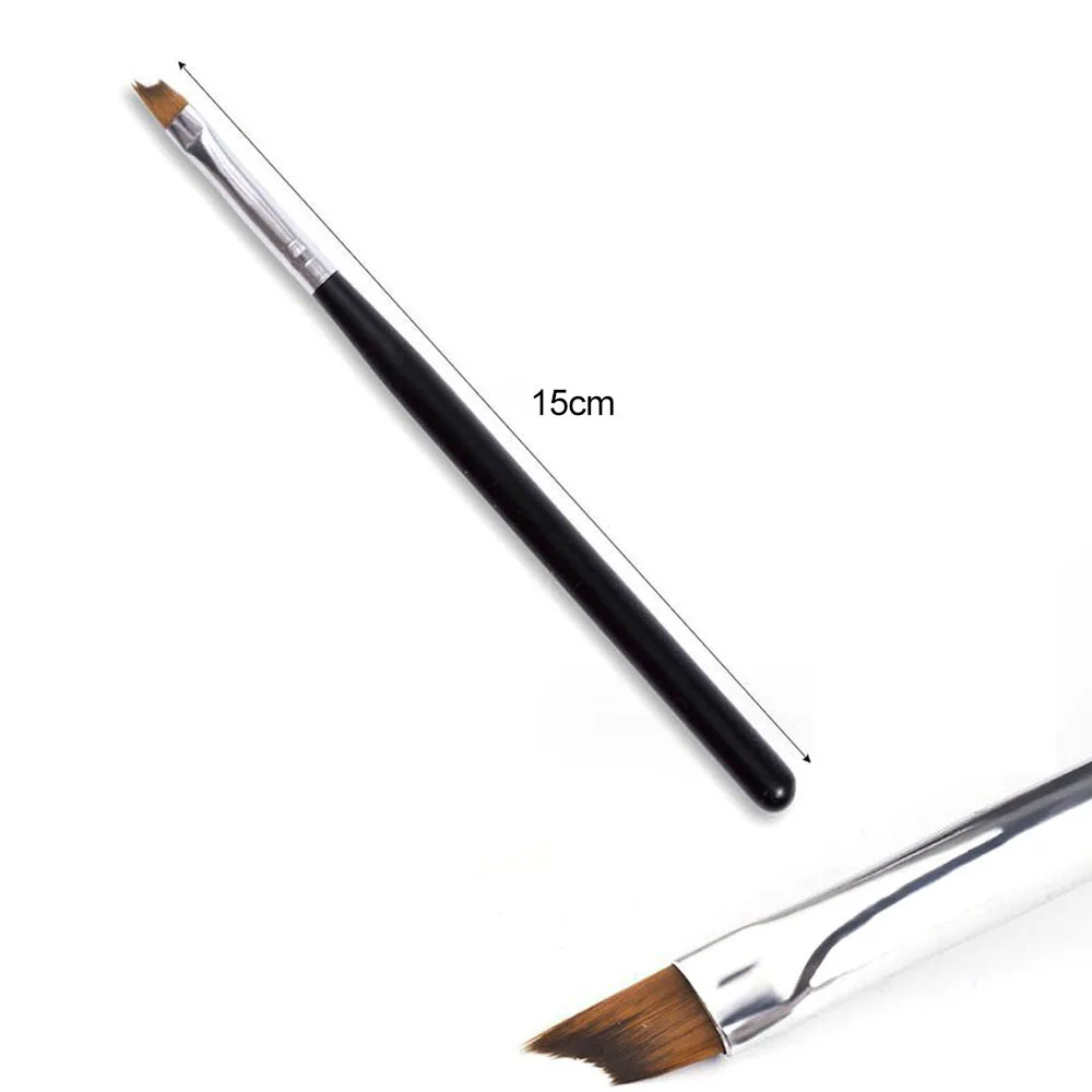 1Pc Smile Line Shape Nail Art Brushes 6*7.8mm Oblique Head 15cm Black Handle Half Moon Shape French Tip Nail Brush Manicure Tool