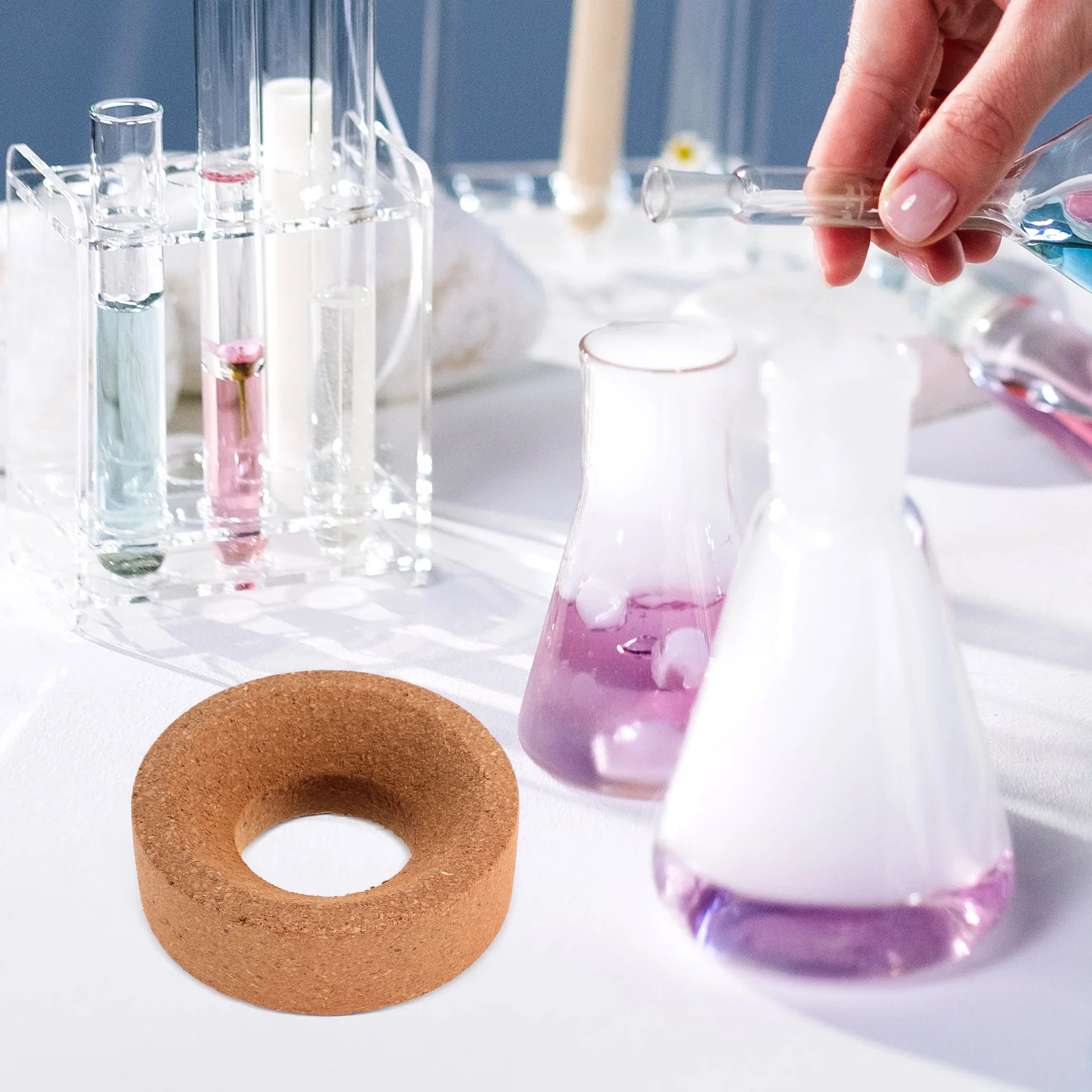 

Flask Holder Cork Pad Ring Stand High Temperature Resistance Round Bottom Laboratory