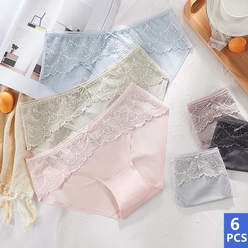 panties women High-grade lace underwear woman ice non-trace low-rise antibacterial cotton thin file sexy briefs shorts big yards