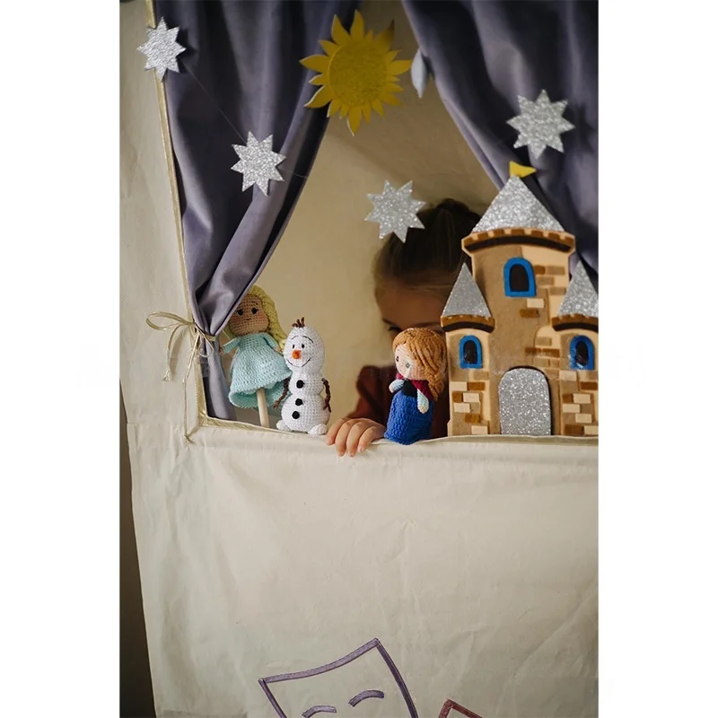 170*71cm Children's Puppet Show Curtain, Jungle Gym Activity Toy, Dress Up Game Theater Curtain for Kids Bedroom Nursery Decor