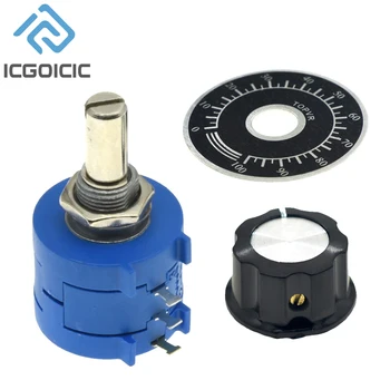 1Set 3590S Multiturn Verstelbare Weerstand Potentiometer Kit 100 200 500 1K 2K 5K 10K 20K 50K 100K Ohm Met Potentiometer Knop A03