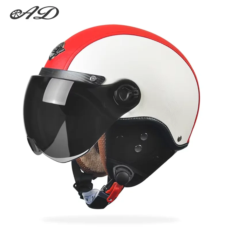 

Hot Selling Universal ABS Motorcycle Retro Half Face Helmet Four Seasons Use AD Motocross Helmets Cotton Lining Helmet Wholesale