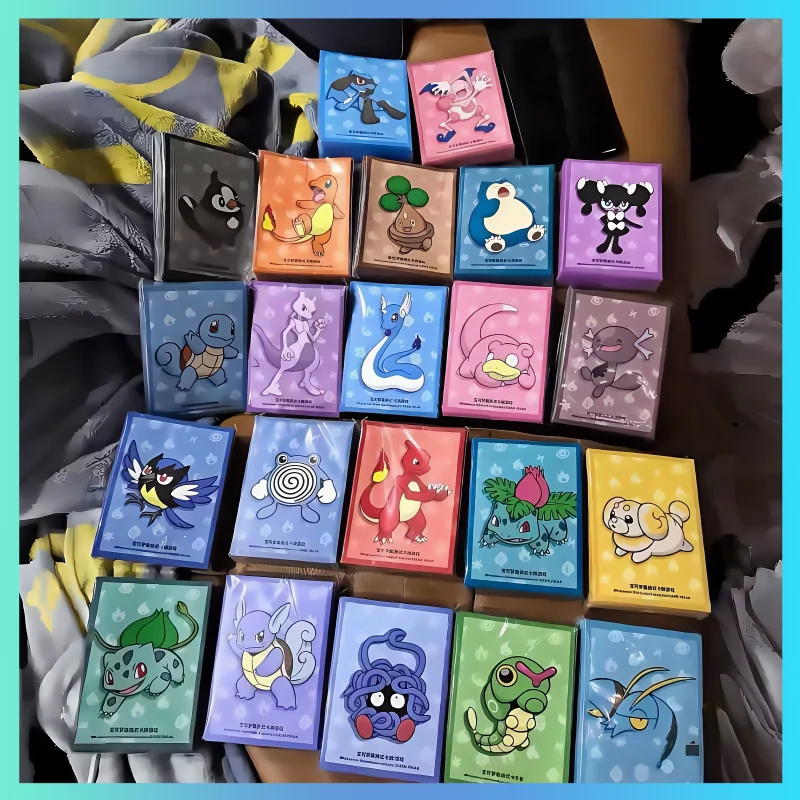 Neue Heiße 64 teile/satz Ptcg Trading Card Sleeve Abfahrt Thema Lvysaur Shanaido Mewtwo Karte Schutz Abdeckung Geschenk Spielzeug ﻿