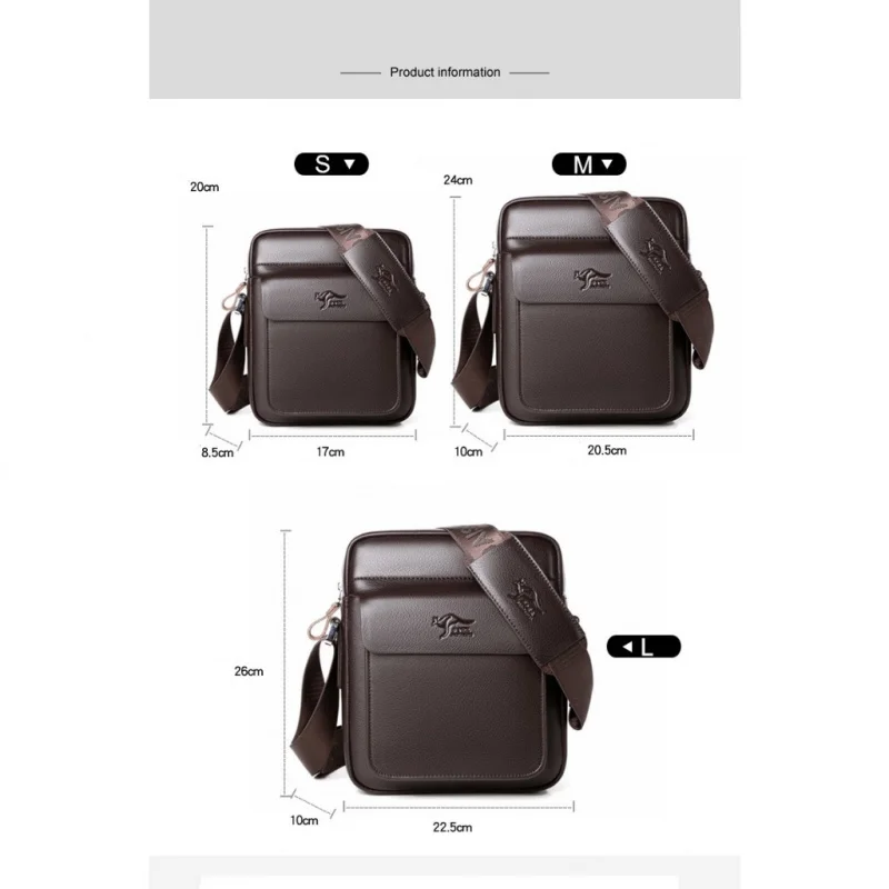Men's Large Capacity Business Shoulder Bag Quality PU Leather Crossbody Outdoor Trip Moneybag