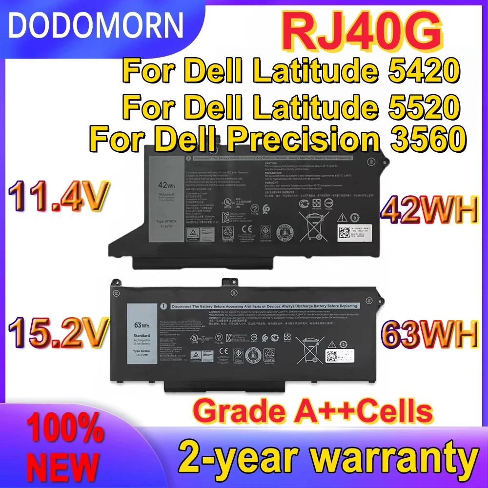 

High quality WY9DX RJ40G Laptop Battery For Dell Latitude 5420 5520 Precision 3560 OEM Part 01K2CF M033W