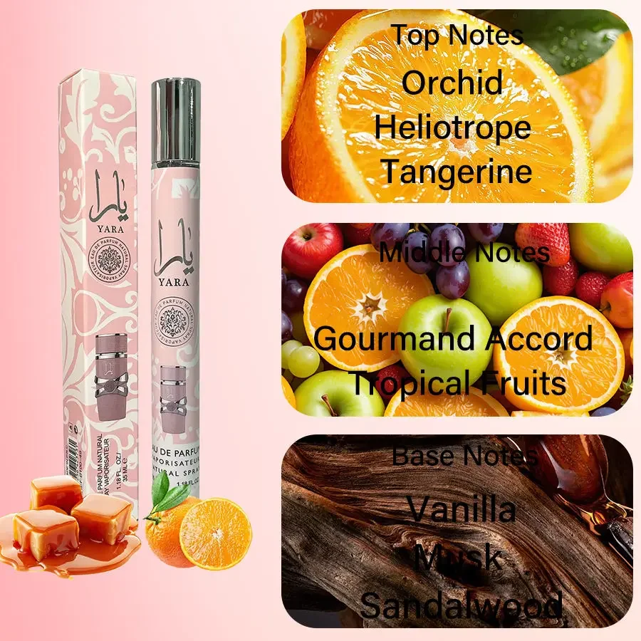 35ml Oryginalne perfumy arabskie Yara Luksusowa marka Trwały zapach Damskie męskie perfumy w sprayu Zapach kwiatowy Woda perfumowana Kolonia