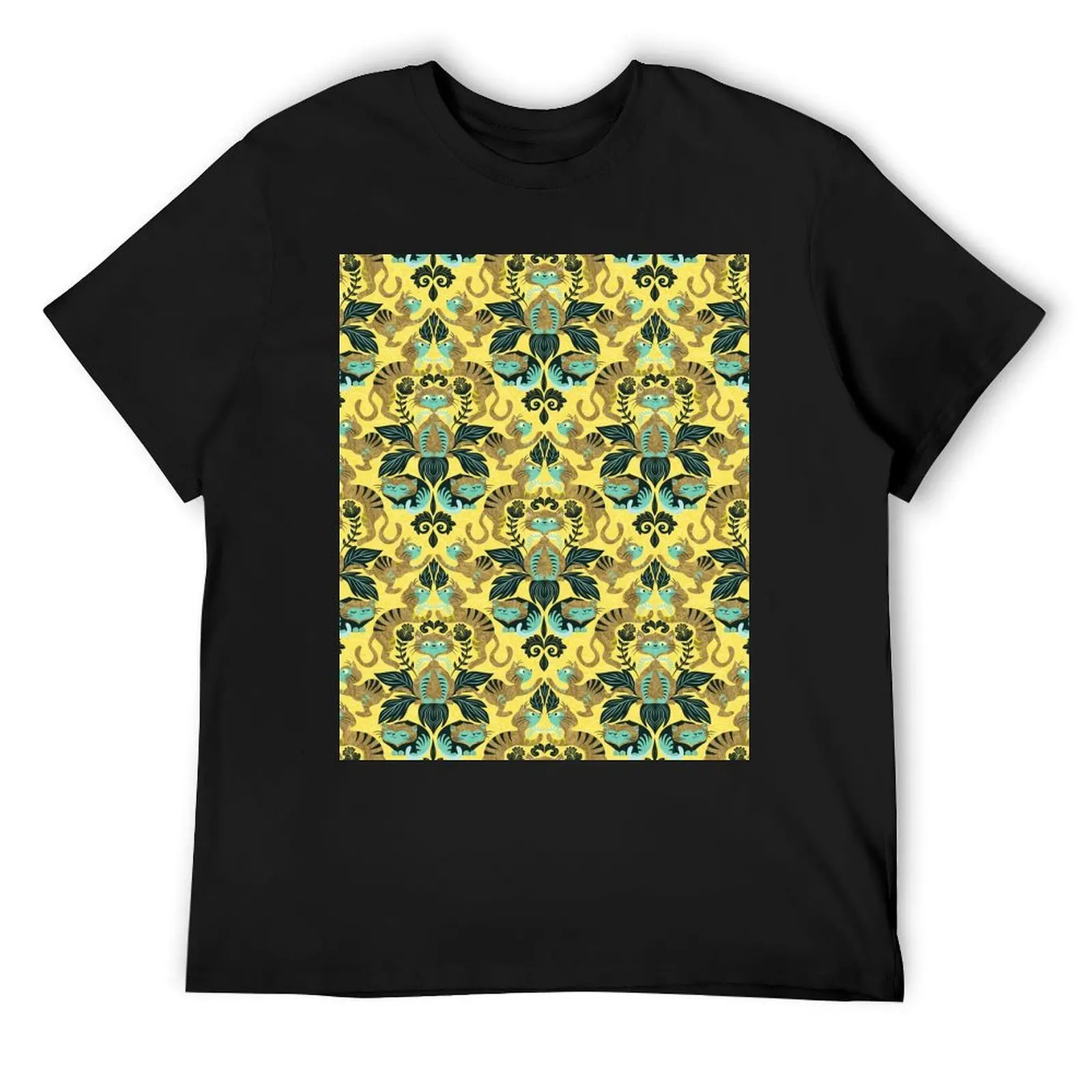 yellow damask cats T-Shirt sublime graphic t shirts luxury clothes men