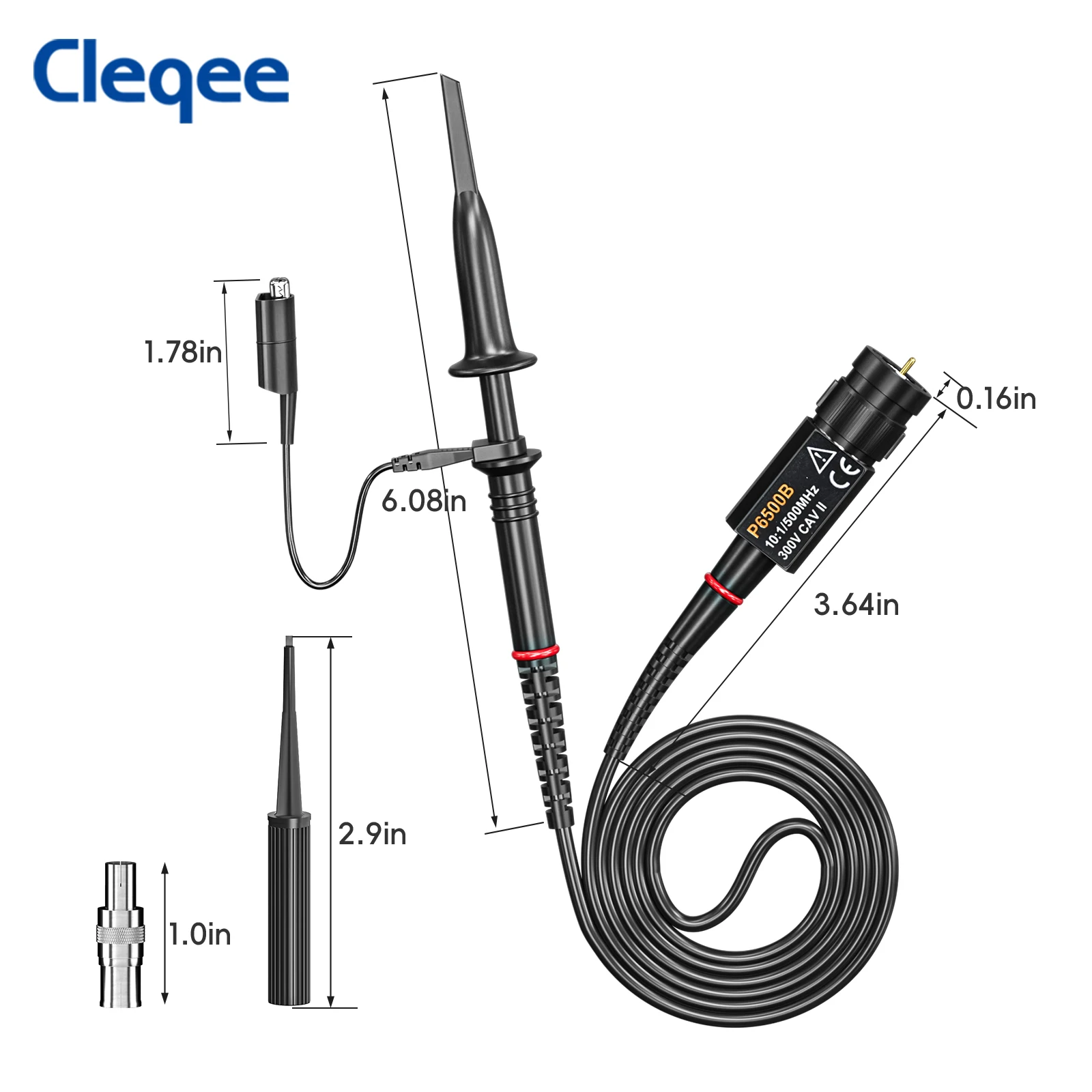Cleqee P6500B 500Mhz Oscilloscope Clip Probe 10x High Precision with Adjust Tool Accessory Kit