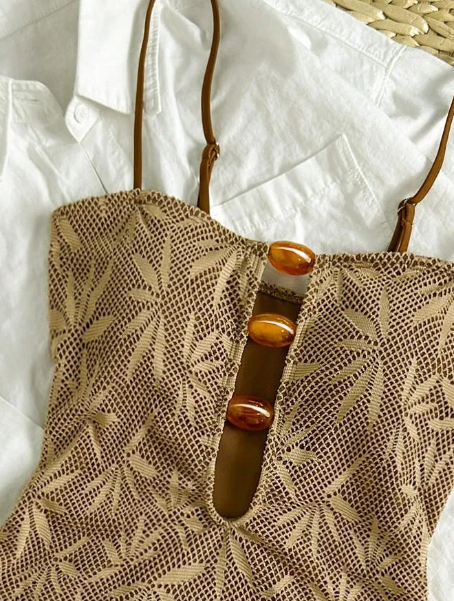 2026 Sommer Boho Einteiliger Badeanzug Damen Rückenfreier Monokini Urlaubs-Badeanzug Spezieller Stoff – Detail 3