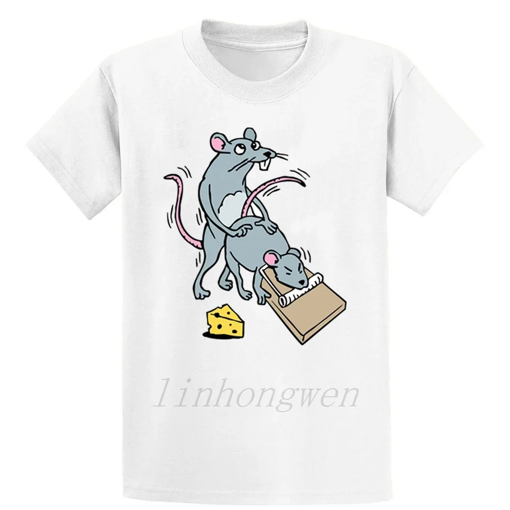 Mouse Screwing A Mouse In A Mousetrap Funny Joke T Shirt Cotton Family Graphic Plus Size 5xl Funny Personalized Trend