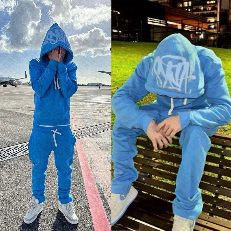 American style Harajuku fashion streetwear casual punk hip-hop retro high street mens sweatshirt suit Y2K rock grunge sweatpants