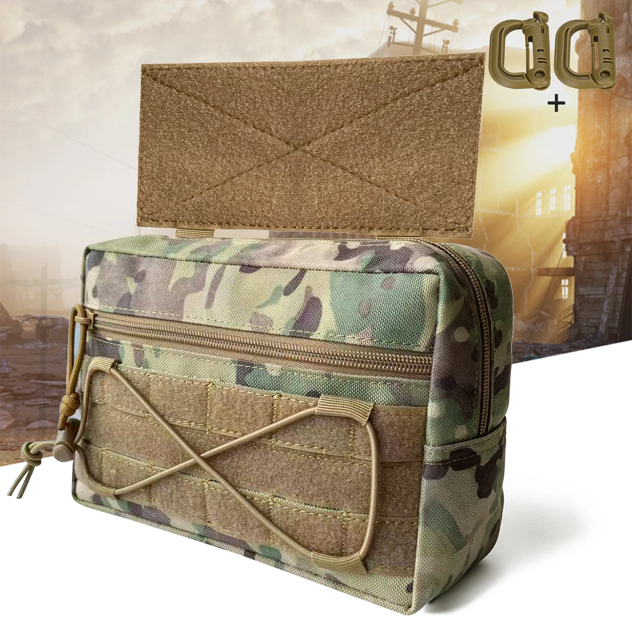 Camouflage Utility Pouch Multi‑compartment Organizer Bag for Backpack Vest Attachment Outdoor Storage Waist Accessories Bag