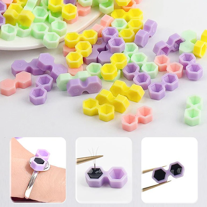 200pcs Eyelash Extension Diamond Glue Delay Cup Tattoo Adhesive Pigment Holders Grafting Eyelashes Holding Trays Tools