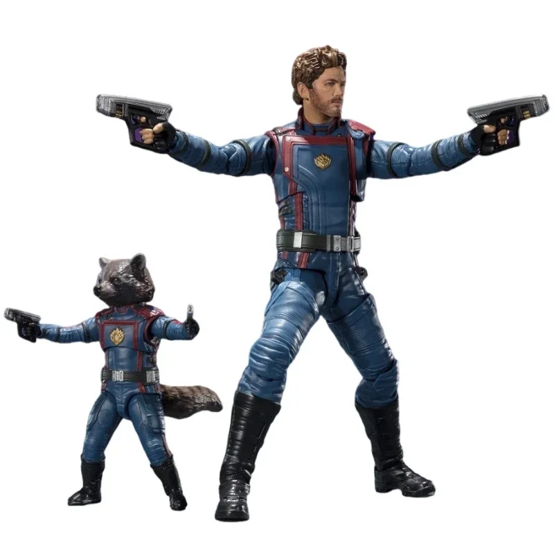 In Stock Original Bandai SHF Star Lord Rocket Raccoon Action Figures Animation Toys Gifts Model Collector Anime Hobby