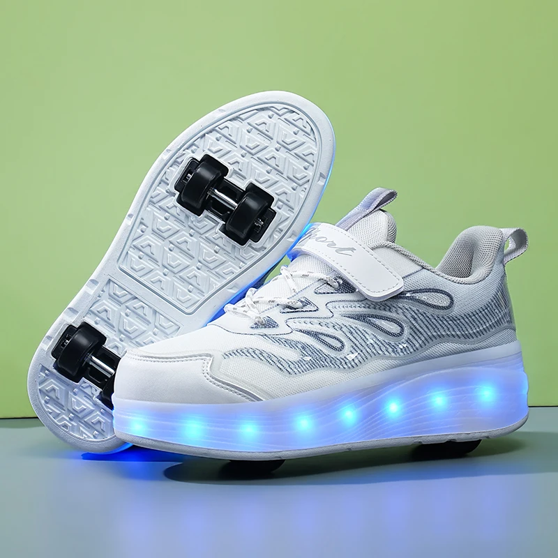 Roller Sneakers for Kids: 8-Wheel Invisible Roller Shoes, 4-Wheel Skates – Boys', Girls' & Students' Wheeled Shoes