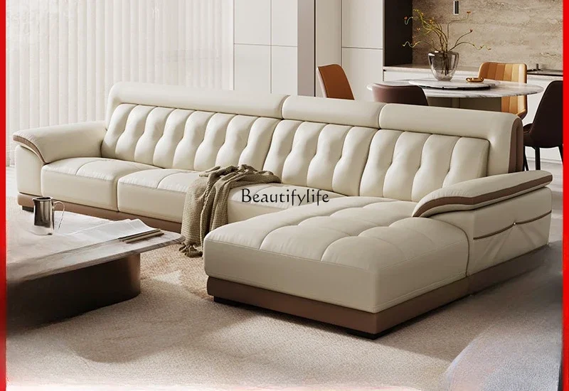 

Simple modern leather sofa European furniture living room first layer cowhide