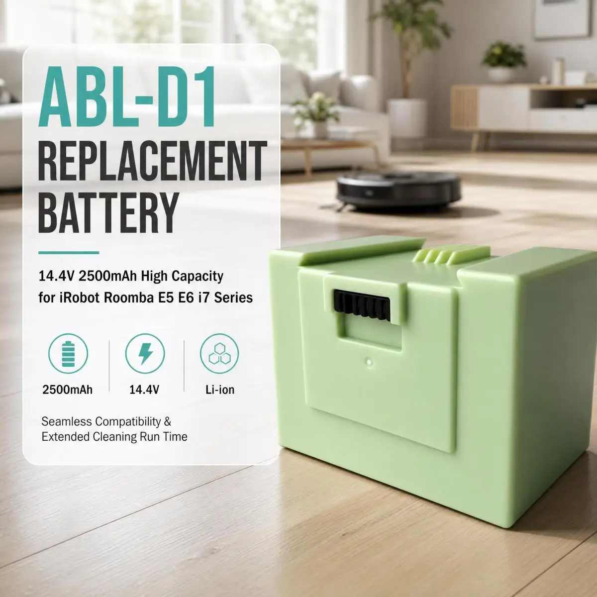 ABL-D1 14.4V 2500mAh Li-ion Battery Pack For iRobot Roomba E5 E6 I7 Rechargeable Robot Vacuum Cleaner Replacement Part