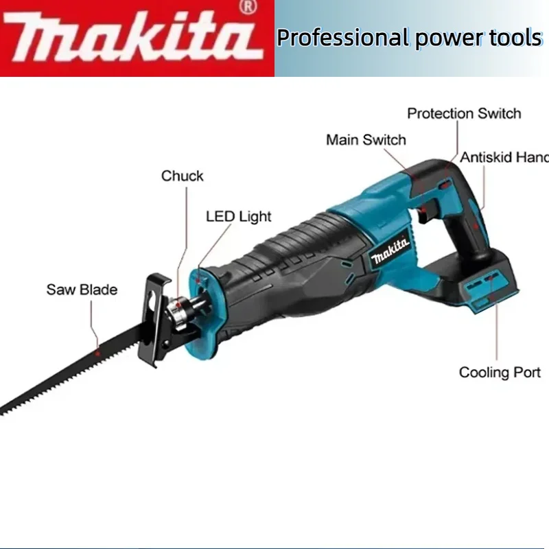 Makita 20V18V Akku Bürstenlose Säbelsäge Säbelsäge Tragbare Akku-Elektrowerkzeuge mit 4 Sägeblättern