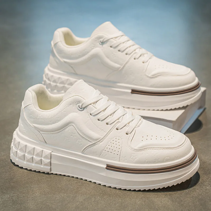 New Men's Casual Sports Shoes Thick-soled Breathable Man Shoes Low-top Leather Printed Casual Board Shoes Zapatos De Hombre