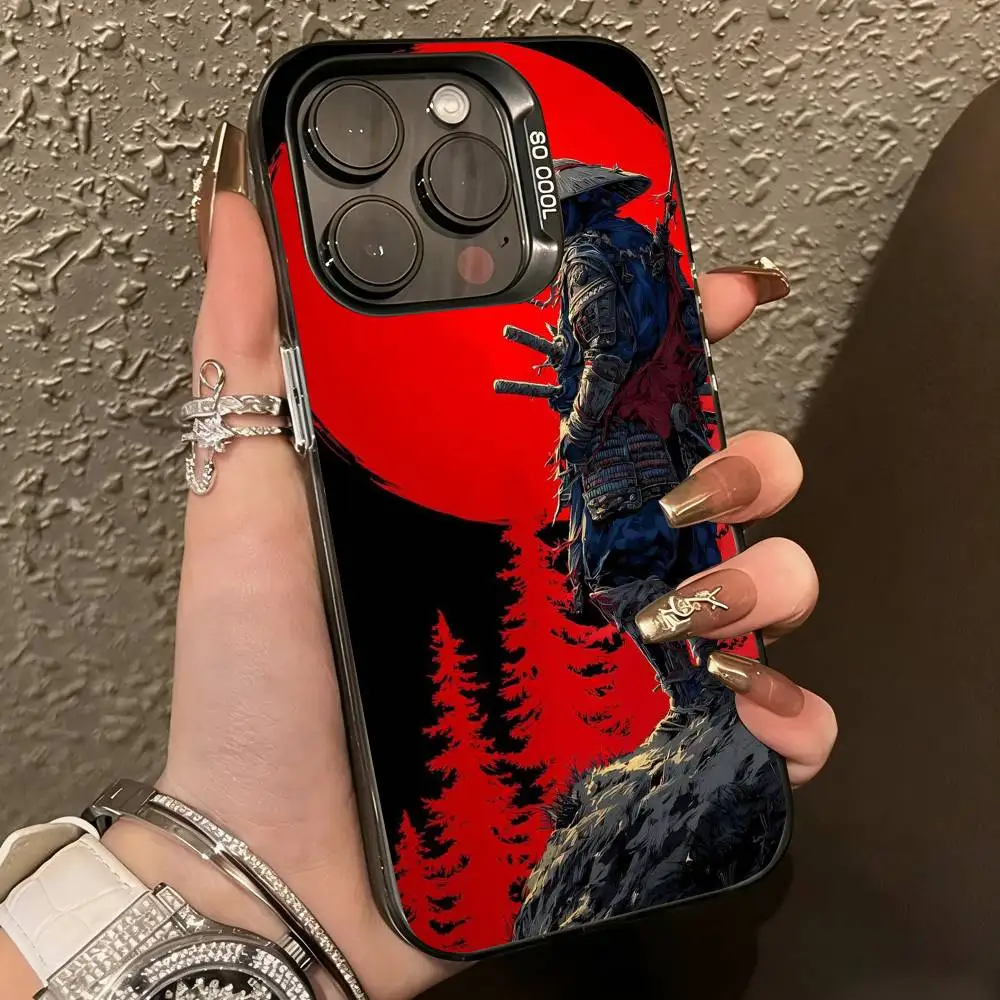 Japanese B-Bushido Samurai Phone Case For iPhone 17,16,15,14,13,12,11 Plus,Pro Max,XS,Colorful Silver Black Cover