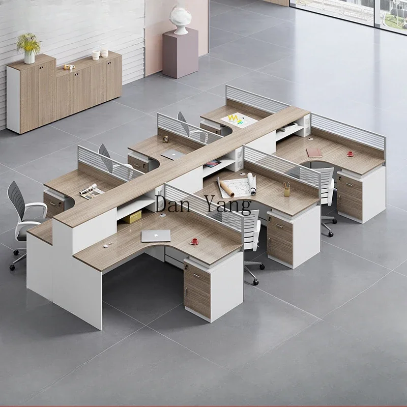 YJ desk booth simple modern screen table and chair combination staff table staff seat office furniture