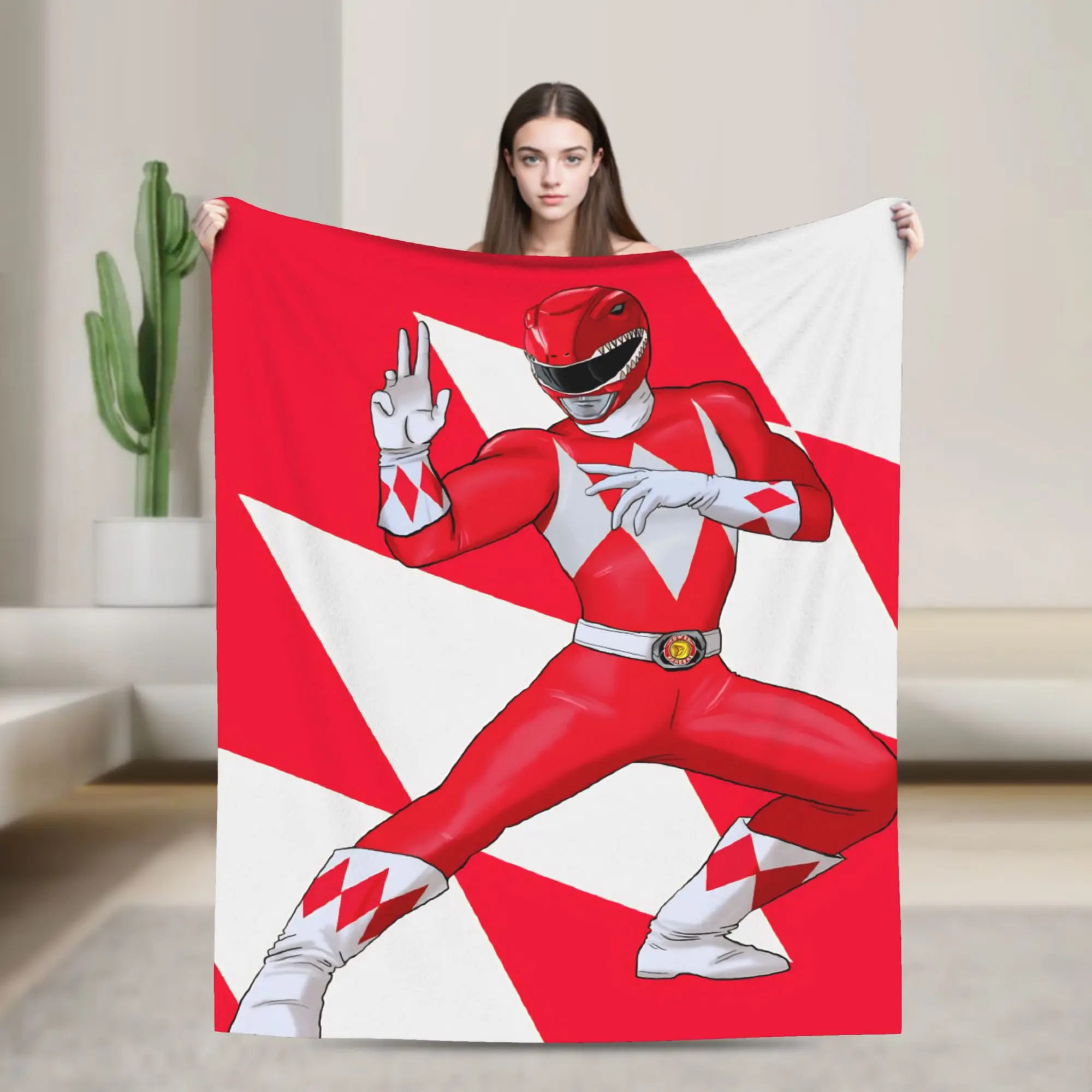 Red Ranger Knitted Blankets Power R-Ranger  Flannel Throw Blankets Home Couch Decoration Soft Warm Bedspreads