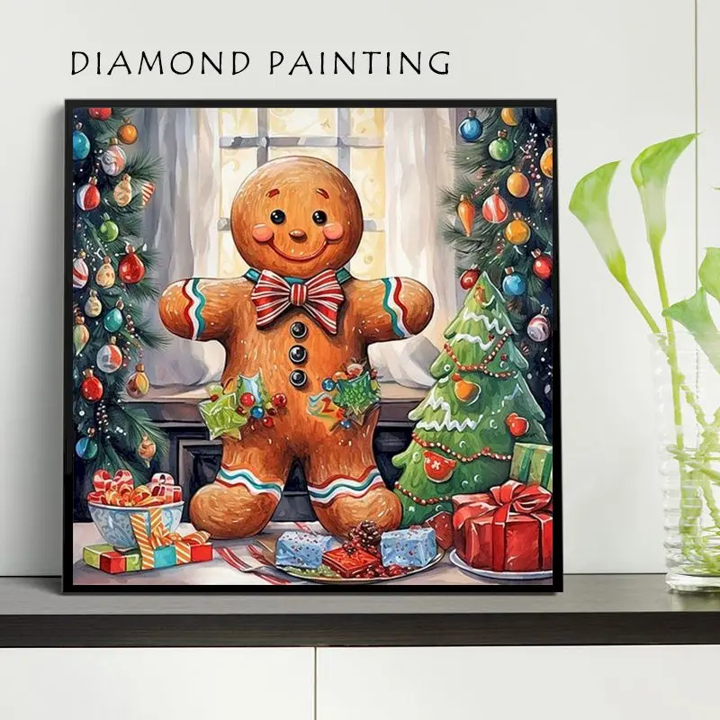 

GATYZTORY Diamond Painting Gingerbread Man Full Square Round Diamond Embroidery Christmas Picture Of Rhinestone Mosaic Decor