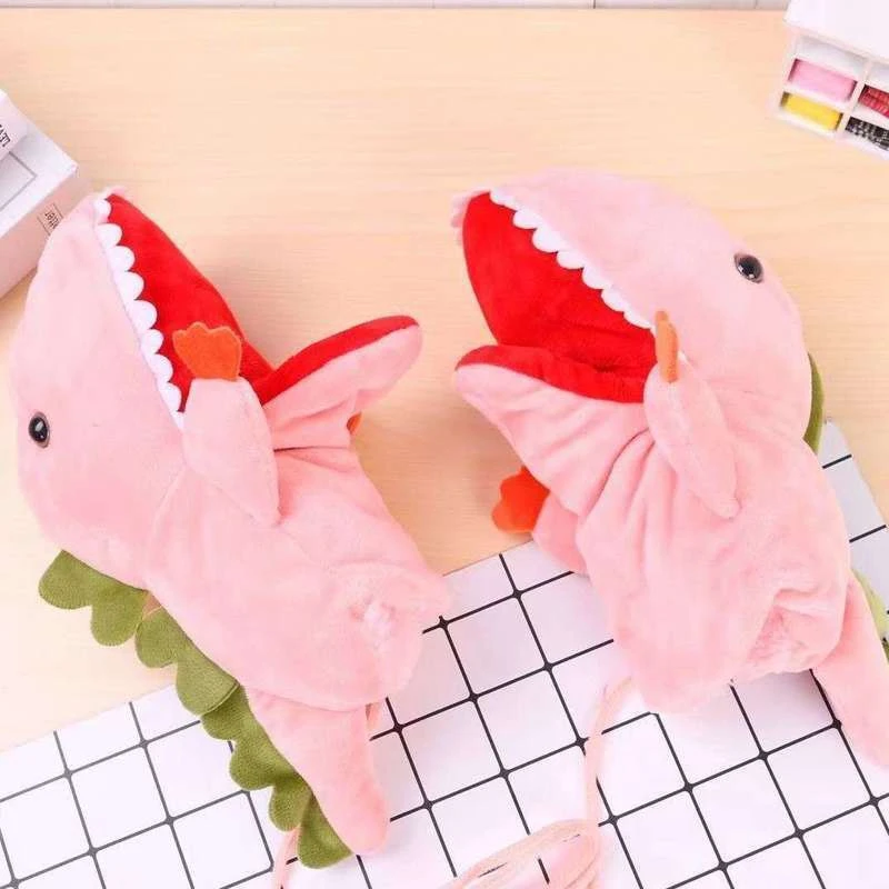 冬の恐竜ハンドパペットおもちゃのパフォーマンスはロープ付きで暖かくて超かわいい、子供の啓発となだめる恐竜人形