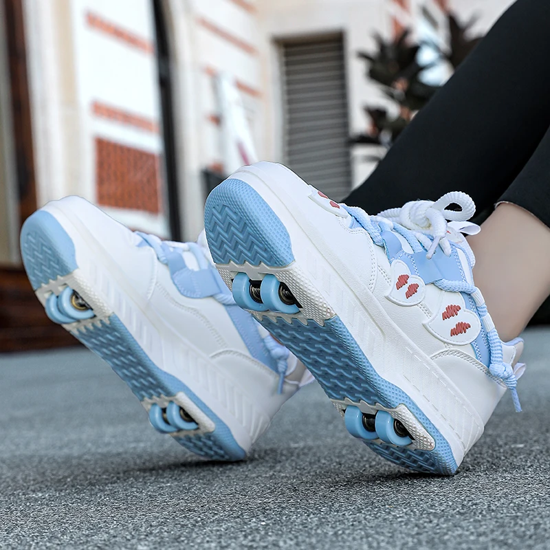 

Children's Sports Roller Skates Shoes Boys and Girls Comfortable Quad Wheel Skates Runaway Shoes Dual-purpose Skating Shoes