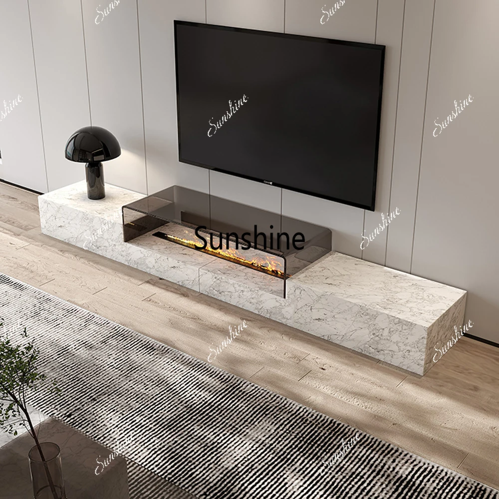 Modern living room furniture marble glass top rectangle tv stands luxury style natural marble TV cabinet