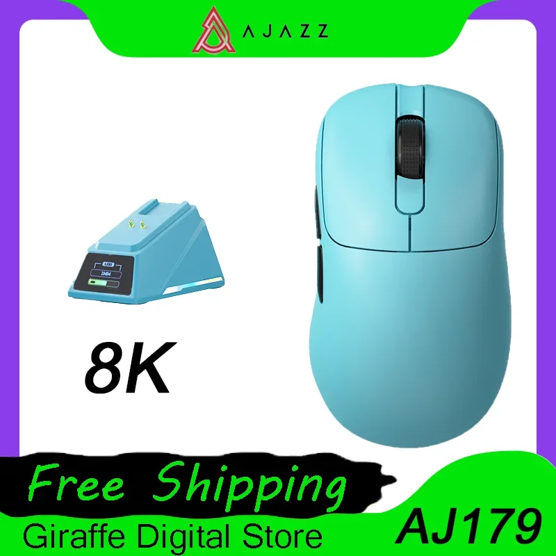 AJAZZ AJ179 Wireless Gaming Mouse PAW3950 2.4G BT Three Mode Wireless 8k Polling Rate 42k Adjustable DPI 750IPS FPS MOBA E-SPORT