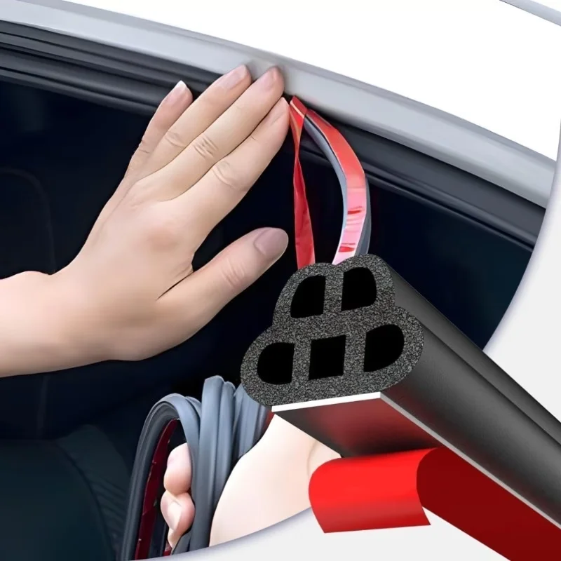 Self Adhesive Car Door Acoustic Weather Strip Double Layer 5 Hole Car Windstrip for Truck Pickup Truck, Car Door Wind Deflector