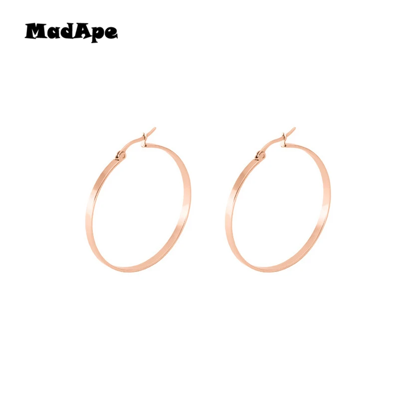 MadApe Titanium Stainless Steel Anti Allergy Earrings 2019 Fashion Jewelry For Women And Men Classic Exaggerated Hoop Earrings