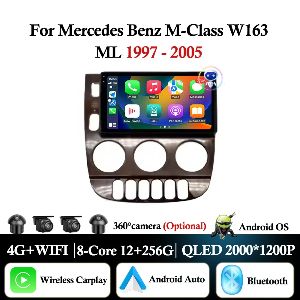 

Android Auto Carplay For Mercedes Benz M-Class W163 ML1997 - 2005 Car Radio Video Multimedia Player BT GPS Navigation