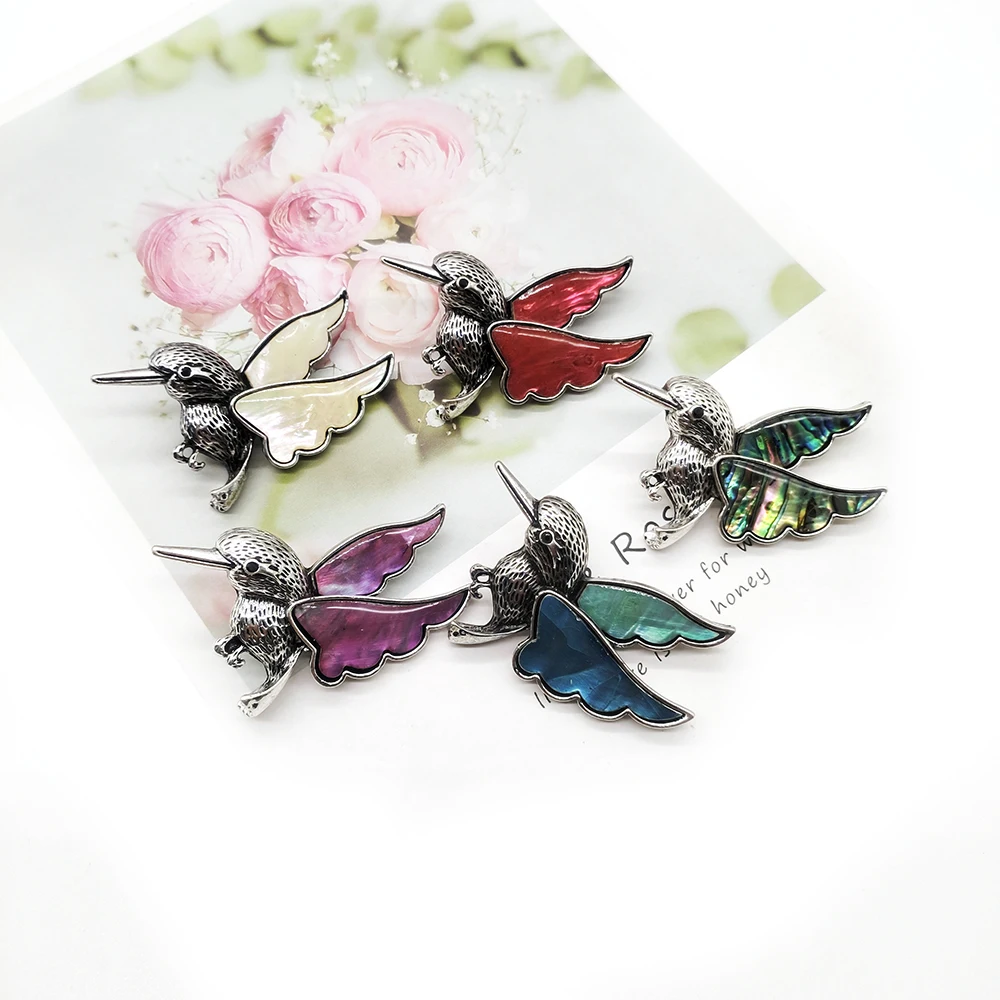 

Bird Shape Shell Brooch Pendant Dual Purpose Jewelry Fashion Abalone Shell Charm for Jewelry Making DIY Women Necklace Accessory